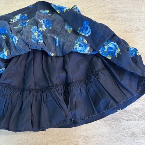 Abercrombie Puffy/ Full Navy Mini Skirt w/ Blue Floral Print Girls Large - Picture 6 of 8
